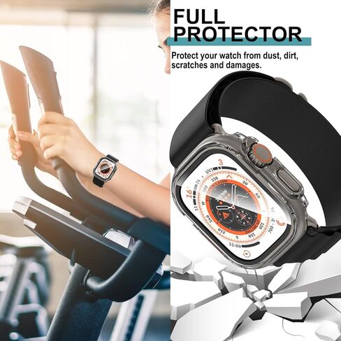 2 Pack case for Apple Watch Series 9/8 Ultra 49mm Screen Protector with Tempered Glass, Hard PC HD Full Cover Protective iwatch. in Saudi Arabia