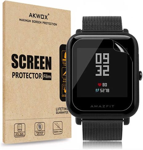 واقي شاشة AKWOX [6 قطع] لساعة Huami Amazfit Bip الذكية، طبقة حماية كاملة للشاشة مضادة للفقاعات in Kuwait