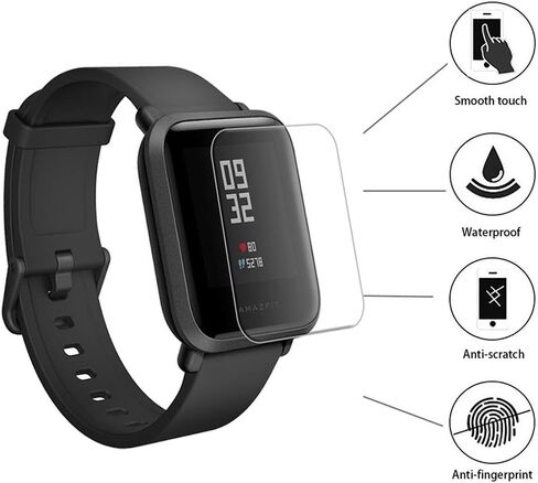 واقي شاشة AKWOX [6 قطع] لساعة Huami Amazfit Bip الذكية، طبقة حماية كاملة للشاشة مضادة للفقاعات in Kuwait