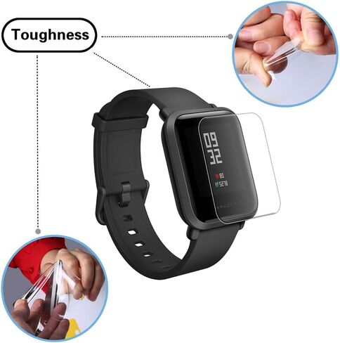 واقي شاشة AKWOX [6 قطع] لساعة Huami Amazfit Bip الذكية، طبقة حماية كاملة للشاشة مضادة للفقاعات in Kuwait