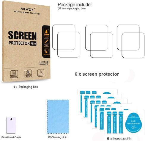واقي شاشة AKWOX [6 قطع] لساعة Huami Amazfit Bip الذكية، طبقة حماية كاملة للشاشة مضادة للفقاعات in Kuwait
