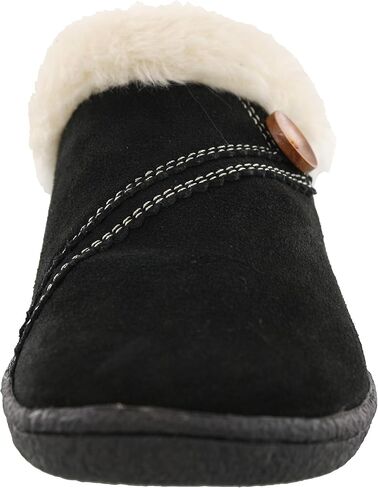 Clarks Womens Suede Leather Clog Slipper JMS0411B - Warm Plush Faux Fur Lining - Indoor Outdoor House Slippers For Women (9 M US, Black) in Saudi Arabia