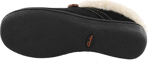Clarks Womens Suede Leather Clog Slipper JMS0411B - Warm Plush Faux Fur Lining - Indoor Outdoor House Slippers For Women (9 M US, Black) in Saudi Arabia