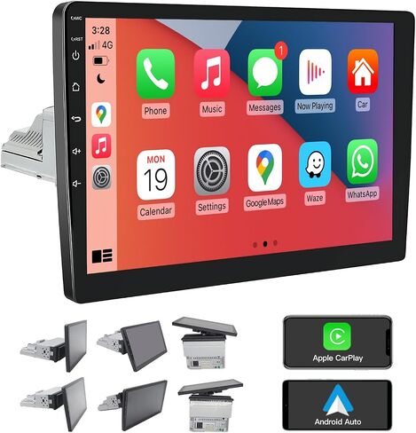 راديو سيارة بشاشة تعمل باللمس مقاس 10 بوصة، راديو Apple CarPlay ستيريو، تشغيل السيارة اللاسلكية 10 بوصة، تشغيل Android التلقائي على YouTube، راديو السيارة بلوتوث بشاشة تعمل باللمس، جهاز استقبال الصوت مع نظام تحديد المواقع والملاحة FM واي فاي SWC in Kuwait