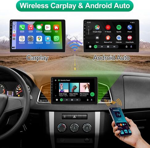 راديو سيارة بشاشة تعمل باللمس مقاس 10 بوصة، راديو Apple CarPlay ستيريو، تشغيل السيارة اللاسلكية 10 بوصة، تشغيل Android التلقائي على YouTube، راديو السيارة بلوتوث بشاشة تعمل باللمس، جهاز استقبال الصوت مع نظام تحديد المواقع والملاحة FM واي فاي SWC in Kuwait