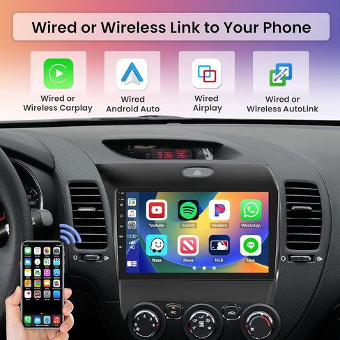 Hikity for 2013-2018 KIA Cerato K3 Forte Android Car Stereo Radio with Wireless Carplay Android Auto, 2+32G 9 Inch Touchscreen Radio WiFi GPS Navigation Bluetooth FM RDS EQ Mirror Link in Saudi Arabia