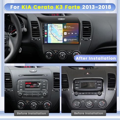 Hkity Android Car Stereo لـ 2013-2018 KIA Cerato K3 Forte Radio 2+64GB 9 بوصة تعمل باللمس راديو السيارة اللاسلكي Carplay Android Auto Support GPS Navigation WiFi Bluetooth FM EQ كاميرا احتياطية in Saudi Arabia