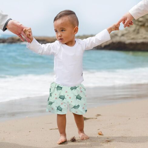 Eco Swim Trunks with Built-in Swim Diaper - Coral Dino - 3T in Saudi Arabia