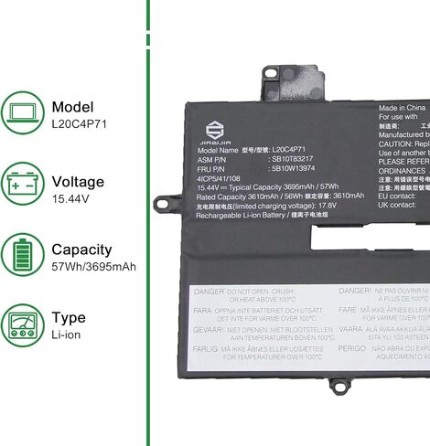 L20C4P71 SB10T83217 5B10W13974 Laptop Battery Replacement for Lenovo ThinkPad X1 Carbon 9th 10th 11th Gen X1 Yoga 6th 7th 8th Gen Series L20M4P71 SB10T83216 L20D4P71 L20L4P71 15.44V 57Wh in Saudi Arabia