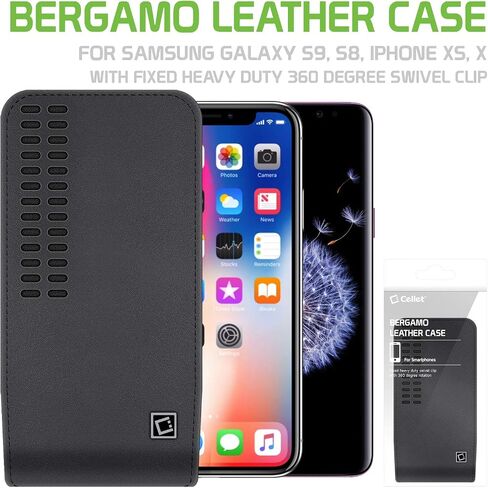 Cellet Bergamo Leather Pouch Open Top Holster Case Heavy Duty 360 Swivel Belt Clip Compatible with Apple iPhone 14 Pro, 14, 13 Pro, 13 12 Pro 12 11 Pro Samsung Galaxy S22 S21 S20 Google Pixel 7 6 5 in Saudi Arabia