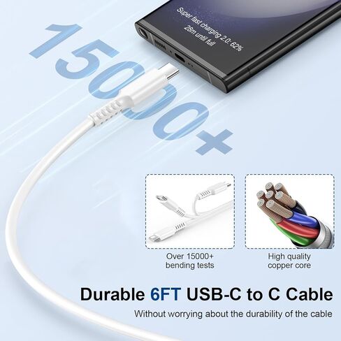 شاحن Motorola شحن سريع لجهاز Moto Edge 2024 G Stylus G Pure Power Edge 5G UW One 5G UW Razr 40 Ultra Edge 50 Ultra، كتلة شاحن 25 وات C وسلك USB C بطول 6 أقدام لهاتف Samsung Galaxy A15 A14 A13 S24 S23 S22 in Kuwait