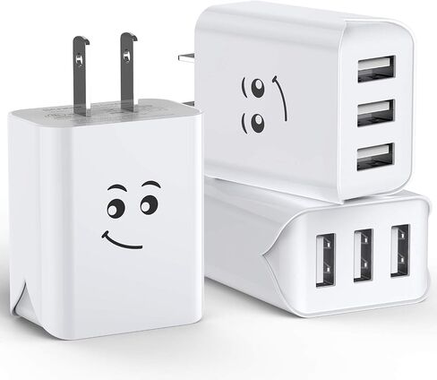 Upgraded USB Wall Charger, 3.1A 3-Port 3-Pack UL Certified Charging Block USB Plug Cube Compatible for iPhone 11/Xs/XS Max/XR/X/8/7/6/Plus,iPad Air/Mini,Galaxy10/9/8/7,Note9/8,Nexus in Saudi Arabia
