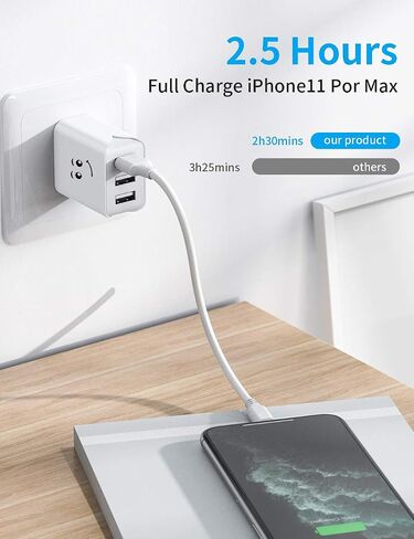 Upgraded USB Wall Charger, 3.1A 3-Port 3-Pack UL Certified Charging Block USB Plug Cube Compatible for iPhone 11/Xs/XS Max/XR/X/8/7/6/Plus,iPad Air/Mini,Galaxy10/9/8/7,Note9/8,Nexus in Saudi Arabia