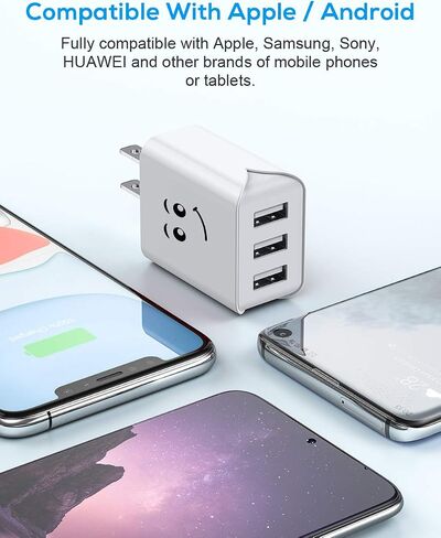 Upgraded USB Wall Charger, 3.1A 3-Port 3-Pack UL Certified Charging Block USB Plug Cube Compatible for iPhone 11/Xs/XS Max/XR/X/8/7/6/Plus,iPad Air/Mini,Galaxy10/9/8/7,Note9/8,Nexus in Saudi Arabia