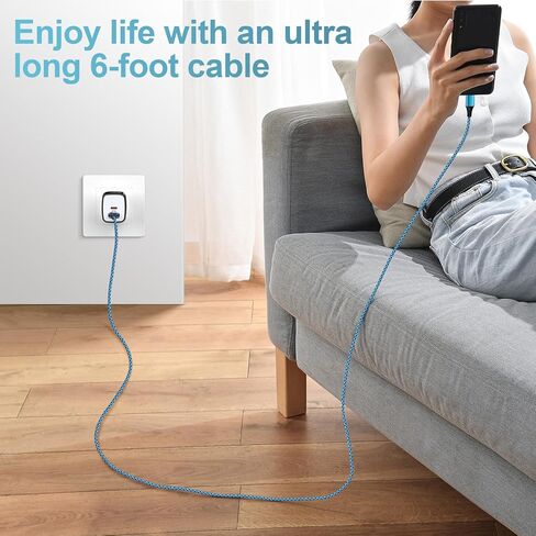 محول طاقة USB-C بقوة 20 وات لشاحن هاتف Samsung Galaxy S24 S23 S22 Ultra/A55/A15/A14، وشاحن Google Pixel 8a/8 Pro Android من النوع C، وشاحن iPhone 15 سريع الشحن، وعبوتين من كابلات USB C in Kuwait