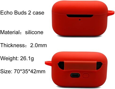 Silicone Case for Echo Buds 2nd, Shockproof Protective Echo Buds 2 Case Cover with Keychain. (Black) in Saudi Arabia
