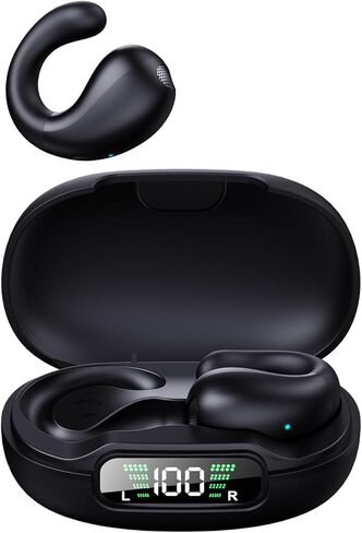 سماعات أذن لاسلكية مع ميكروفون متوافقة مع هواتف iPhone وAndroid وSports Bluetooth 5.0 True Wireless مع حافظة شحن شاشة رقمية (أسود) in Kuwait