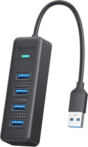 محور USB، موسع PHIXERO 4-Port 3.0 Hub متعدد المنافذ، مقسم نقل بيانات سريع لأجهزة الكمبيوتر المحمول، متوافق مع جميع الأجهزة in Kuwait
