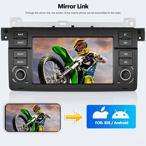 SIXTOP [2+64G] ستيريو سيارة Android لسيارة BMW E46 3 Series 1998-2006 مع Carplay Android Auto Mirror Link 7 بوصة شاشة لمس FM RDS HiFi Bluetooth WiFi GPS+Camera & MIC in Kuwait