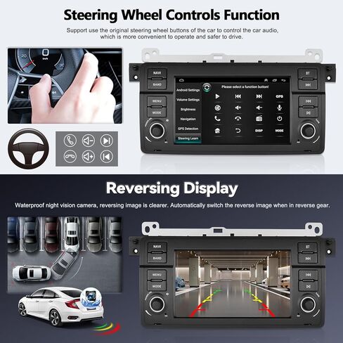 SIXTOP [2+64G] ستيريو سيارة Android لسيارة BMW E46 3 Series 1998-2006 مع Carplay Android Auto Mirror Link 7 بوصة شاشة لمس FM RDS HiFi Bluetooth WiFi GPS+Camera & MIC in Kuwait
