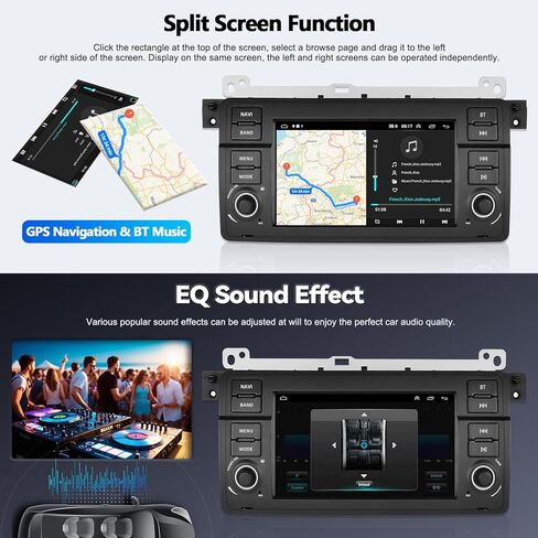 SIXTOP [2+64G] ستيريو سيارة Android لسيارة BMW E46 3 Series 1998-2006 مع Carplay Android Auto Mirror Link 7 بوصة شاشة لمس FM RDS HiFi Bluetooth WiFi GPS+Camera & MIC in Kuwait
