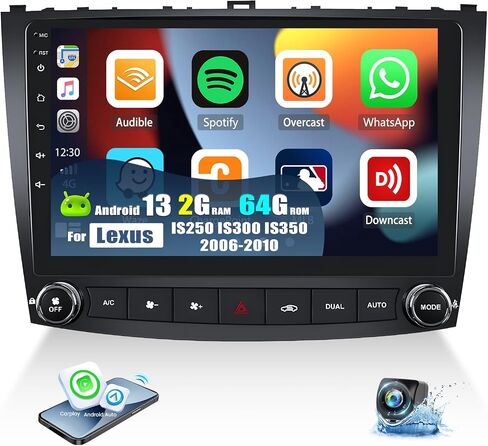 [2+64G]Android 13 Car Stereo for Lexus IS250 IS300 IS350 2006-2010 with Wireless Carplay&Android Auto,10.1 Inch Touch Screen Car Radio with Mirror Link GPS WiFi Bluetooth FM/RDS EQ HiFi+Backup Camera in Saudi Arabia