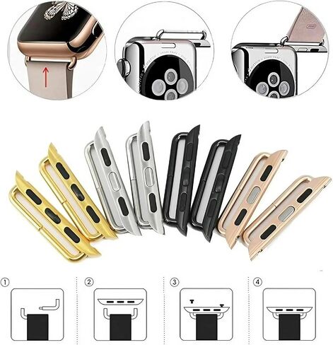 Watch Strap Connector Stainless Steel Adapter Replaceable Metal Connection Adapter Connection Watch Strap with Replacement Tool Compatible with Apple Watch Band in Saudi Arabia