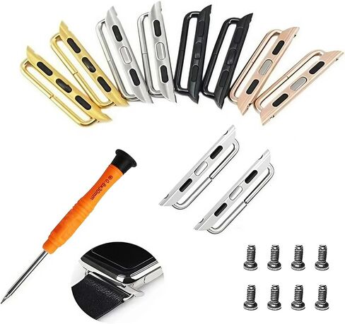 Watch Strap Connector Stainless Steel Adapter Replaceable Metal Connection Adapter Connection Watch Strap with Replacement Tool Compatible with Apple Watch Band in Saudi Arabia