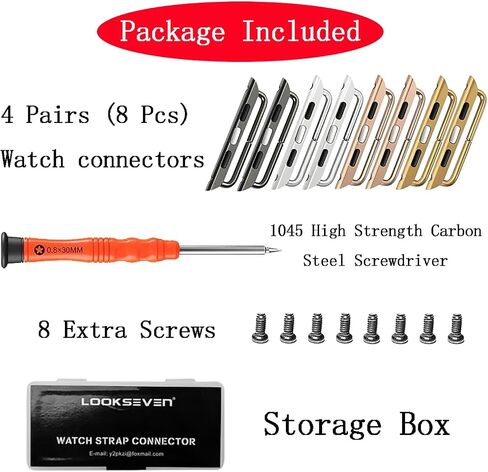 Watch Strap Connector Stainless Steel Adapter Replaceable Metal Connection Adapter Connection Watch Strap with Replacement Tool Compatible with Apple Watch Band in Saudi Arabia