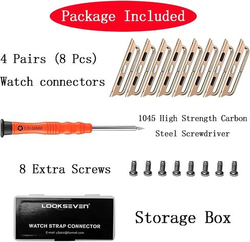 Watch Strap Connector Stainless Steel Adapter Replaceable Metal Connection Adapter Connection Watch Strap with Replacement Tool Compatible with Apple Watch Band in Saudi Arabia