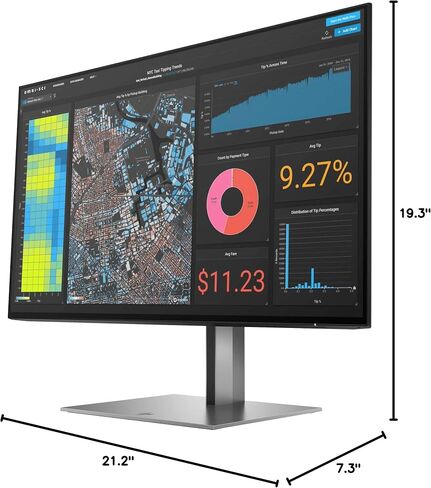 HP Z24f G3 23.8" Full HD LCD Monitor, 16:9 IPS, 1920 x 1080, Glossy Anti-Reflective, 5 ms, 300 Nit, HDMI - DisplayPort, USB Hub, Black Silver (Renewed) in Saudi Arabia