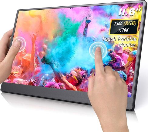 شاشة محمولة، شاشة كمبيوتر Eyoyo 11.6 بوصة تعمل باللمس 1366x768 شاشة كمبيوتر محمول محمولة USB C HDMI - شاشة تعمل بالطاقة، IPS 178 درجة للعناية بالعين، شاشة خارجية لأجهزة الكمبيوتر المحمول والهاتف Mac Xbox PS4 in Kuwait