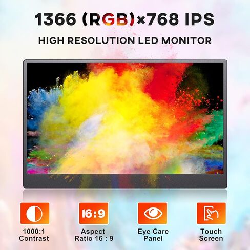 شاشة محمولة، شاشة كمبيوتر Eyoyo 11.6 بوصة تعمل باللمس 1366x768 شاشة كمبيوتر محمول محمولة USB C HDMI - شاشة تعمل بالطاقة، IPS 178 درجة للعناية بالعين، شاشة خارجية لأجهزة الكمبيوتر المحمول والهاتف Mac Xbox PS4 in Kuwait