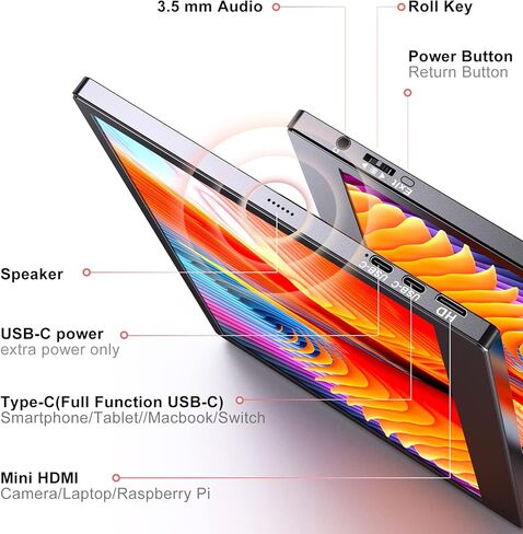 شاشة محمولة، شاشة كمبيوتر Eyoyo 11.6 بوصة تعمل باللمس 1366x768 شاشة كمبيوتر محمول محمولة USB C HDMI - شاشة تعمل بالطاقة، IPS 178 درجة للعناية بالعين، شاشة خارجية لأجهزة الكمبيوتر المحمول والهاتف Mac Xbox PS4 in Kuwait