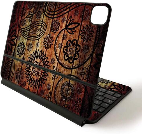 MightySkins Skin for Apple Magic Keyboard for iPad Pro 11-inch (2020) - Sushi | Protective, Durable, and Unique Vinyl Decal wrap Cover, APIPSK1120-Dark Zebra Wood in Saudi Arabia