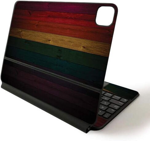 MightySkins Skin for Apple Magic Keyboard for iPad Pro 11-inch (2020) - Sushi | Protective, Durable, and Unique Vinyl Decal wrap Cover, APIPSK1120-Dark Zebra Wood in Saudi Arabia