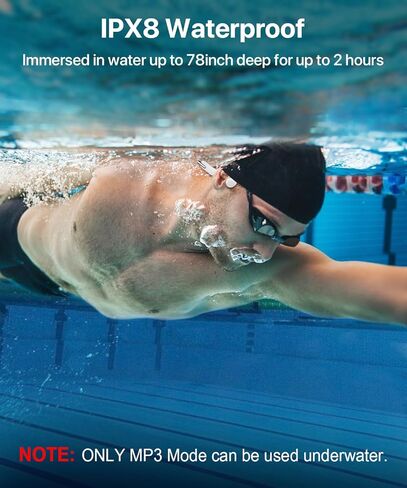 سماعات توصيل العظام IPX8 سماعات السباحة المقاومة للماء سماعة بلوتوث لاسلكية 5.3 سماعات أذن مدمجة 32 جيجا مفتوحة للأذن الرياضية مع مشغل MP3 لتحت الماء والجري وركوب الدراجات والمشي لمسافات طويلة in Kuwait
