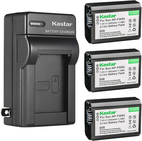 Kastar 4-Pack NP-FW50 Battery and AC Wall Charger Replacement for Sony Cyber-shot DSC-RX10 III, Cyber-shot DSC-RX10M3, Cyber-shot DSC-RX10 IV, Cyber-shot DSC-RX10M4, ILCE-3000, alpha α3000, a3000 in Saudi Arabia