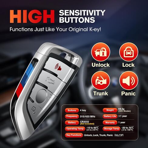 Autel MaxiIM IKEY، IKEYBW004AL، مفتاح ذكي قابل للبرمجة 2024، استبدال مفتاح Fob بجودة OE لـ B-M-W، 4 أزرار، جهاز تحكم عن بعد 130FT/ 40M، ثنائي النطاق، تعلم IMMO، يعمل مع Autel KM100 IM508S IM608 PRO II in Saudi Arabia