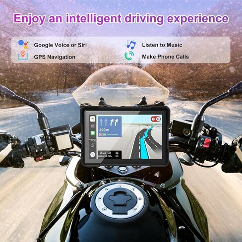 دراجة نارية Carplay، شاشة Apple Carplay Android Auto للدراجات النارية اللاسلكية، ملاحة GPS محمولة 5 بوصة للدراجات النارية مع بلوتوث مزدوج، مقاومة للماء IPX7 in Kuwait