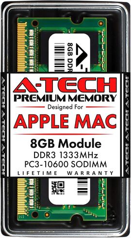 ذاكرة الوصول العشوائي A-Tech سعة 8 جيجابايت لأجهزة Apple MacBook Pro (أوائل/أواخر 2011)، وiMac (منتصف 2010 مقاس 27 بوصة رباعي النواة، ومنتصف 2011 مقاس 21.5/27 بوصة)، وMac Mini (منتصف 2011) | وحدة ترقية ذاكرة DDR3 1333 ميجا هرتز PC3-10600 204-Pin SODIMM in Kuwait