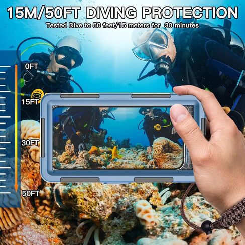 Underwater Phone Case for snorkeling, Universal Waterproof Phone Case for Diving [50ft/15m] [ Compatible with 4.7-6.9 inch Smartphones] for Samsung Galaxy S24/S23/S22/S21/for iPhone 15/14/13/12 (Blue) in Saudi Arabia