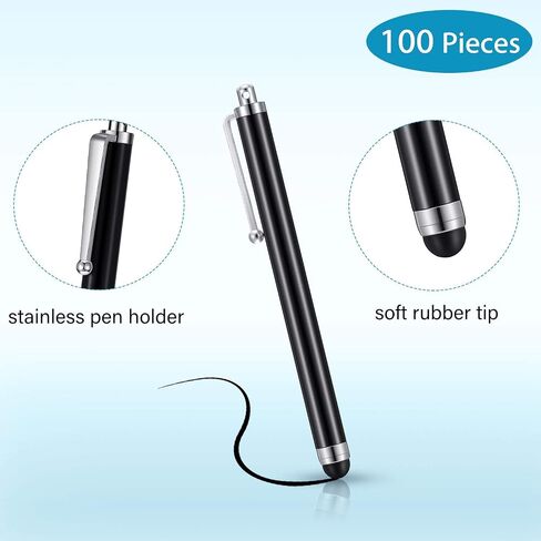 Stylus Pen Set of 100 Universal Capacitive Stylus Compatible with Samsung, Tablet, Most Devices with Capacitive Touch Screen (Black) in Saudi Arabia