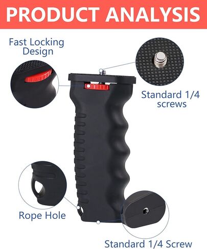 مثبت مقبض الكاميرا العالمي مع برغي 1/4 بوصة - متوافق مع نظارات الرؤية الليلية وكاميرات الحركة وكاميرات DSLR والهواتف الذكية - تصميم مريح لتجربة تصوير مريحة in Kuwait