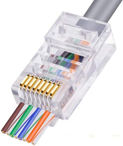 [RJ45 CAT5e Pass-Through Connectors 8P8C Gold Plated 3-Prong Pins for Cat5 Cat5e Ethernet Cables Easy and Fast Termination Unshielded (Pack of 100) in Saudi Arabia