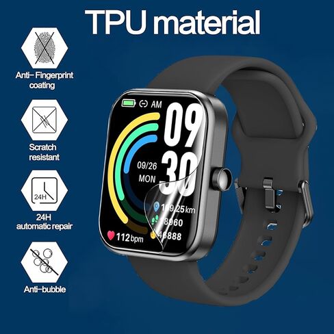 متوافق مع واقي الشاشة 3Plus Vibe Lite BT، [6 عبوات] طبقة شفافة من مادة TPU ذات تغطية كاملة متوافقة مع الساعة الذكية 3Plus Vibe Lite BT 1.96 بوصة (6 عبوات) in Saudi Arabia