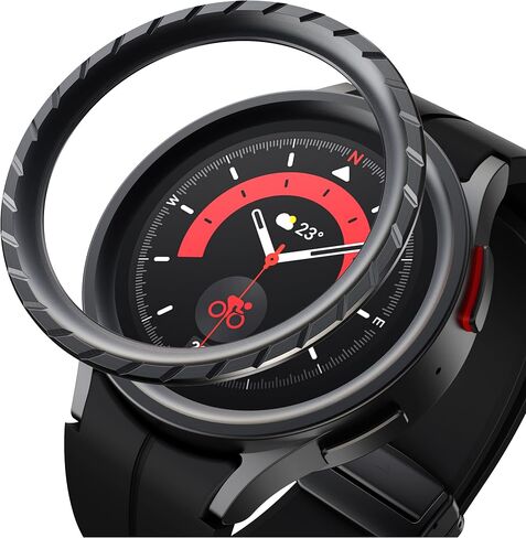 Bezels Compatible with Galaxy Watch 5 Pro 45mm Bezel Ring, Stainless Steel Bezel Adhesive Frame Ring Cover Anti Scratch Bezel Case Accessory - Black in Saudi Arabia
