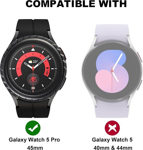 Bezels Compatible with Galaxy Watch 5 Pro 45mm Bezel Ring, Stainless Steel Bezel Adhesive Frame Ring Cover Anti Scratch Bezel Case Accessory - Black in Saudi Arabia