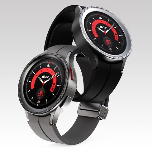 Bezels Compatible with Galaxy Watch 5 Pro 45mm Bezel Ring, Stainless Steel Bezel Adhesive Frame Ring Cover Anti Scratch Bezel Case Accessory - Black in Saudi Arabia