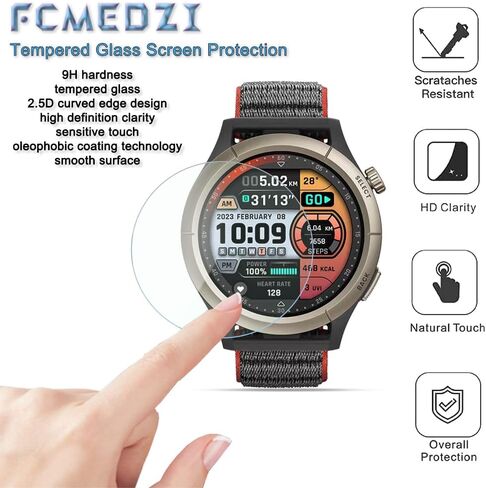 Smart Watch Protective Case and Film Compatible for Amazfit Cheetah Pro, Tempered Glass Screen Protector and PC hard Frame Cover (Pack of 3+1) (black) in Saudi Arabia